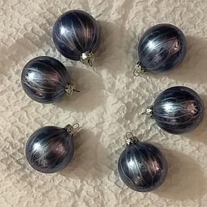 Set of 6 Christmas Ornaments Blue/Silver